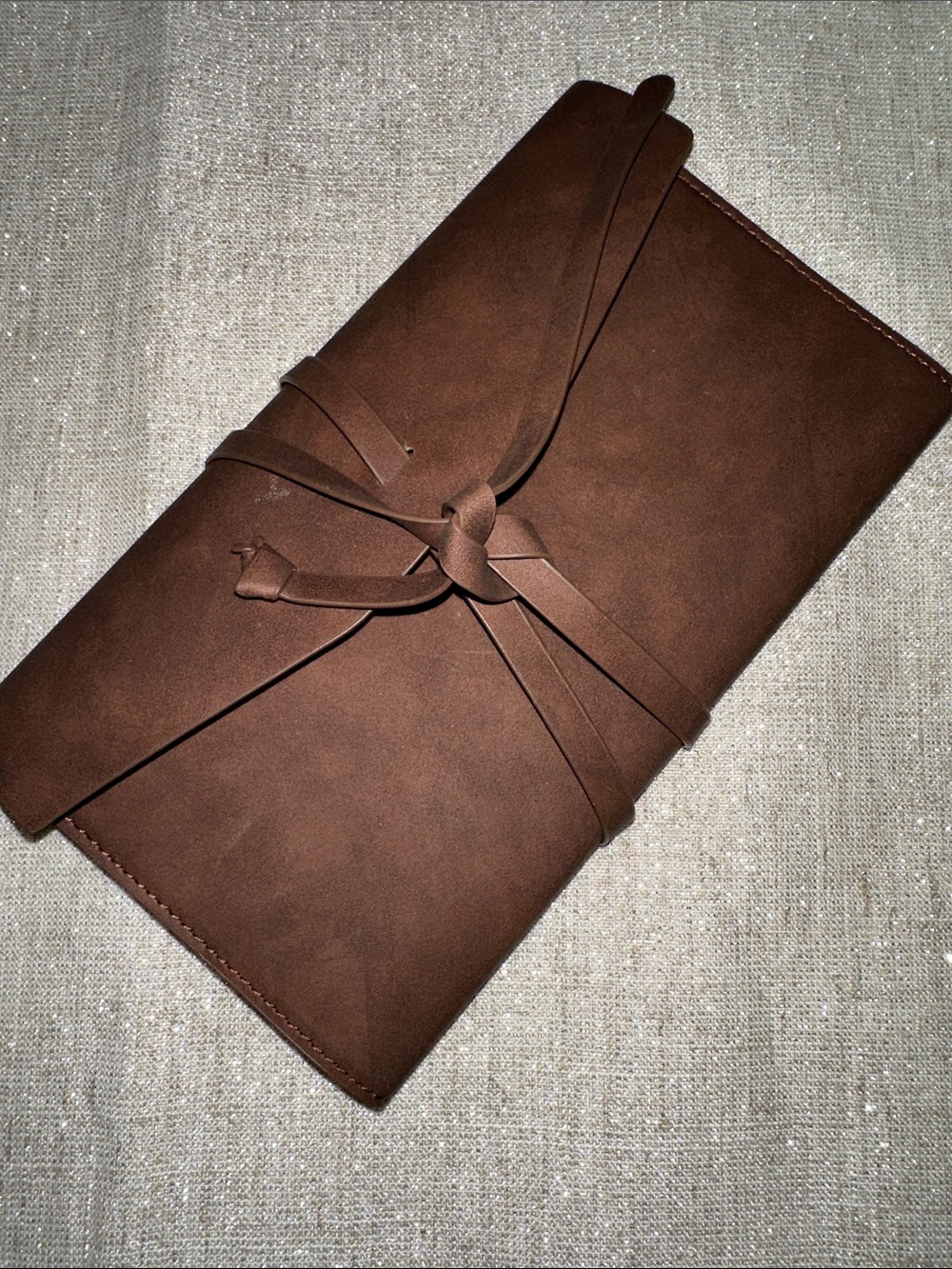 Dark Brown Leather Journal Envelope Notepad Wrap Around Closure Like New